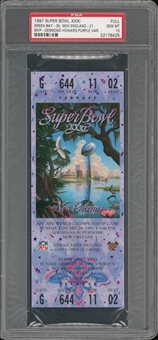1997 Super Bowl XXXI Full Ticket, Purple Variation - PSA GEM MT 10